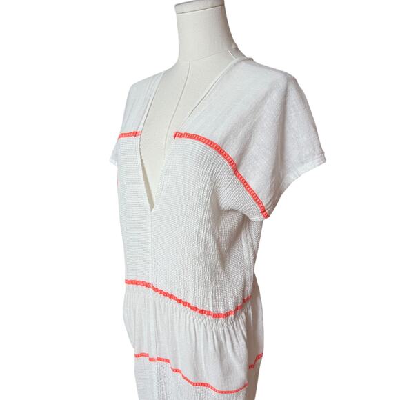 LEMLEM Gauze Cover Up Dress Size S Deep V Neckline Short Sleeves 100% Cotton - Picture 5 of 8